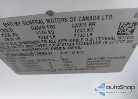 2011 Chevrolet Equinox Ls from USA, damaged, VIN 2GNALBEC6B1266941